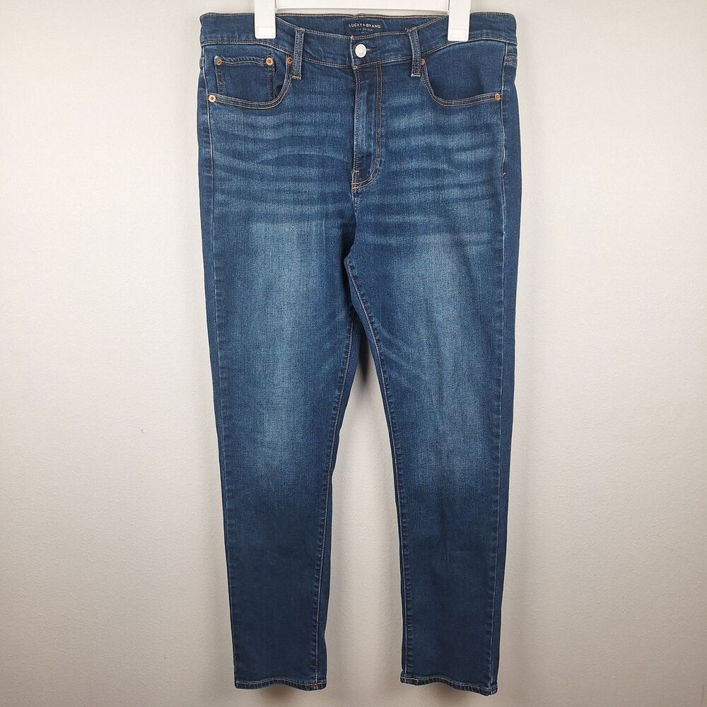 Lucky Brand Mens Jeans 36x32 Straight Leg Blue Medium Wash 410 Athletic Fit